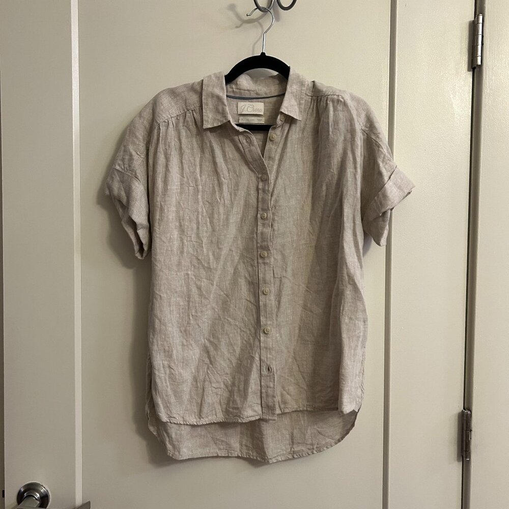 J.Crew Relaxed-fit short-sleeve Baird McNutt Irish linen shirt in Beige